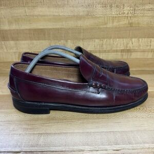 VTG Sebago Handsewn Mens 10.5 D Burgundy Leather Penny Loafer Casual Dress Shoes